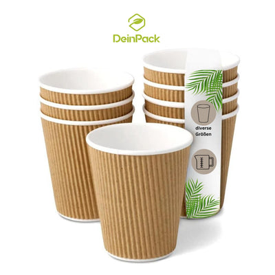 Riffelbecher doppelwandig | to Go Pappbecher braun | diverse Größen