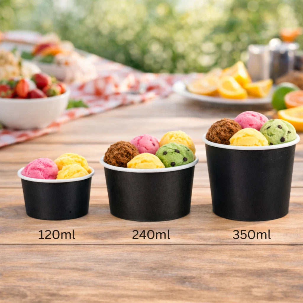 Eisbecher schwarz I Universal Karton EIS I unbedruck – deinpack