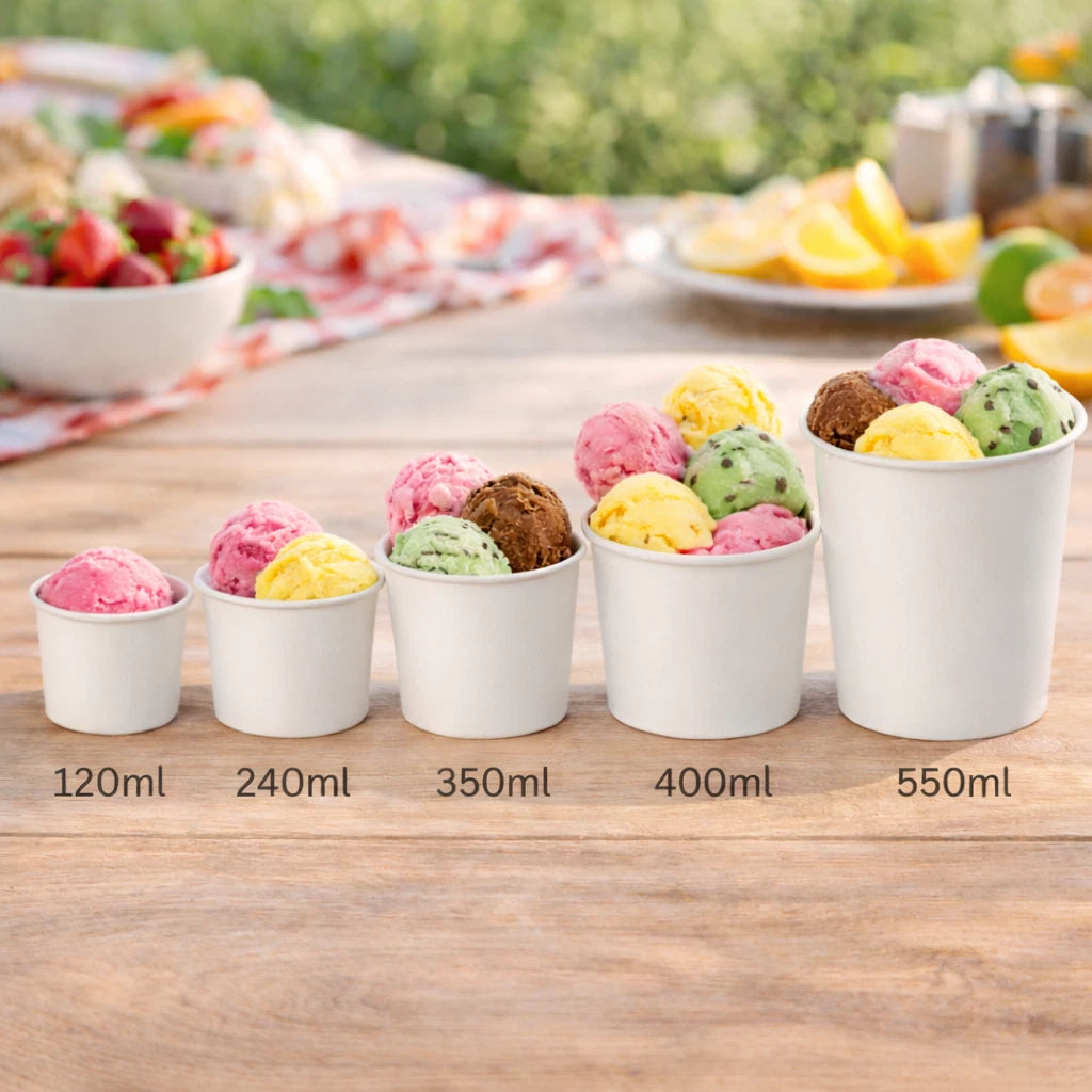 Eisbecher weiß | Dessertbecher | biologisch abbaubar