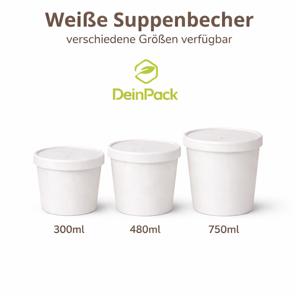 Suppenbecher to Go mit Deckel weiß | Einwegbecher | div. Größen