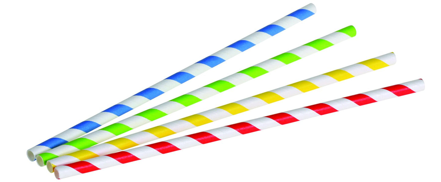 Trinkhalm Papier 6x200mm farbig