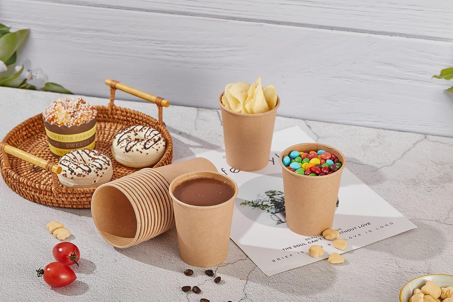 Kaffeebecher 200ml mit Bagasse Deckel