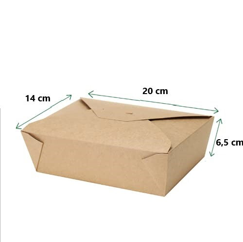 Take-Out-Box 1600ml, Kraft-Karton, braun, 200x140x65mm, 200 Stück