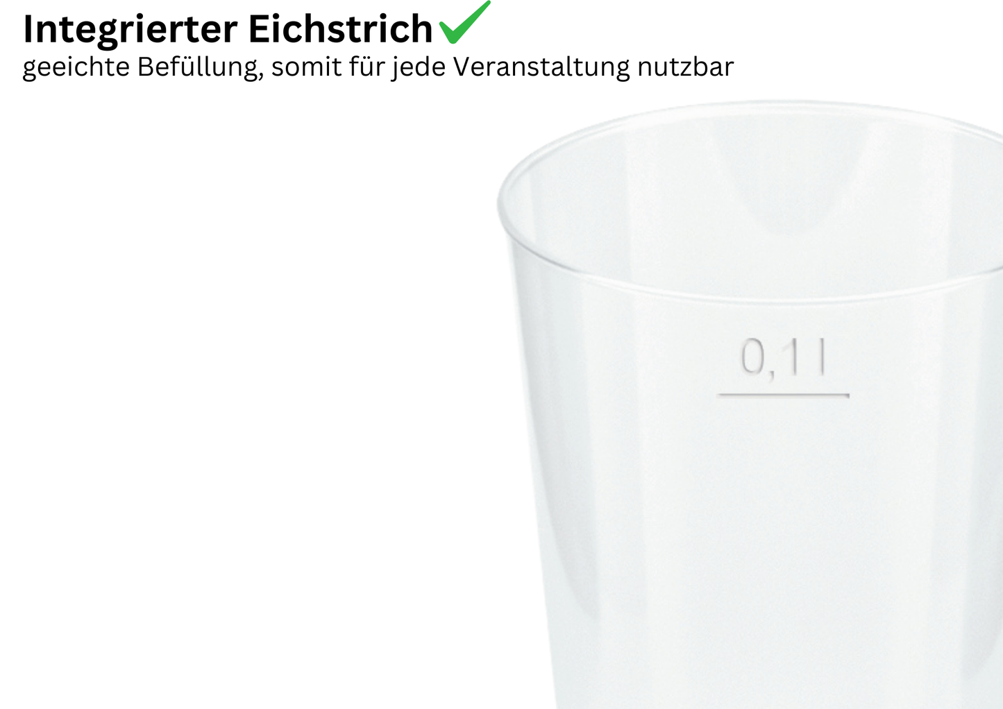 Mehrwegbecher PP transparent, leichter Mehrweg-Trinkbecher, Hartplastik - 0,1l