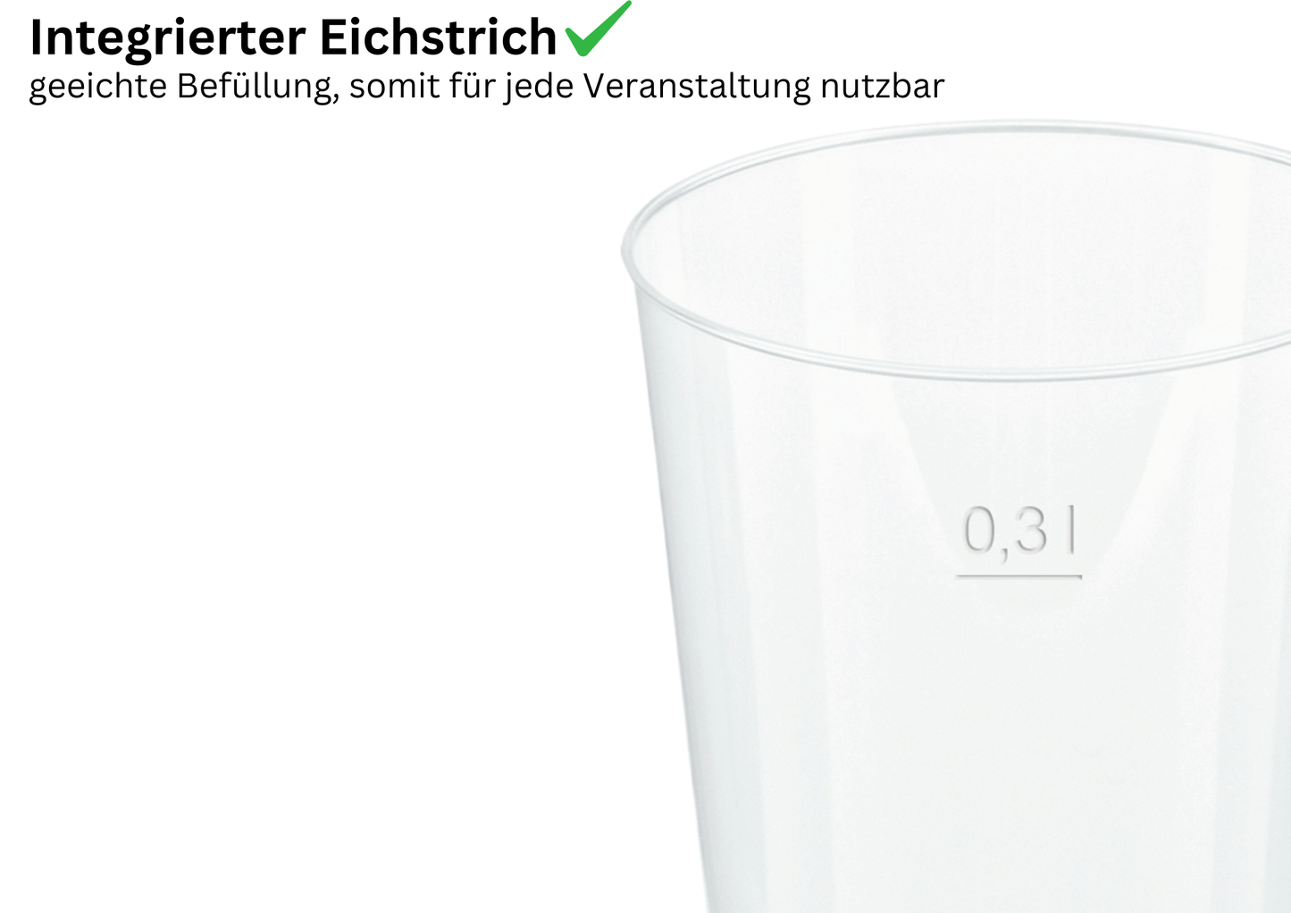 Mehrwegbecher PP transparent, leichter Mehrweg-Trinkbecher, Hartplastik - 0,3l