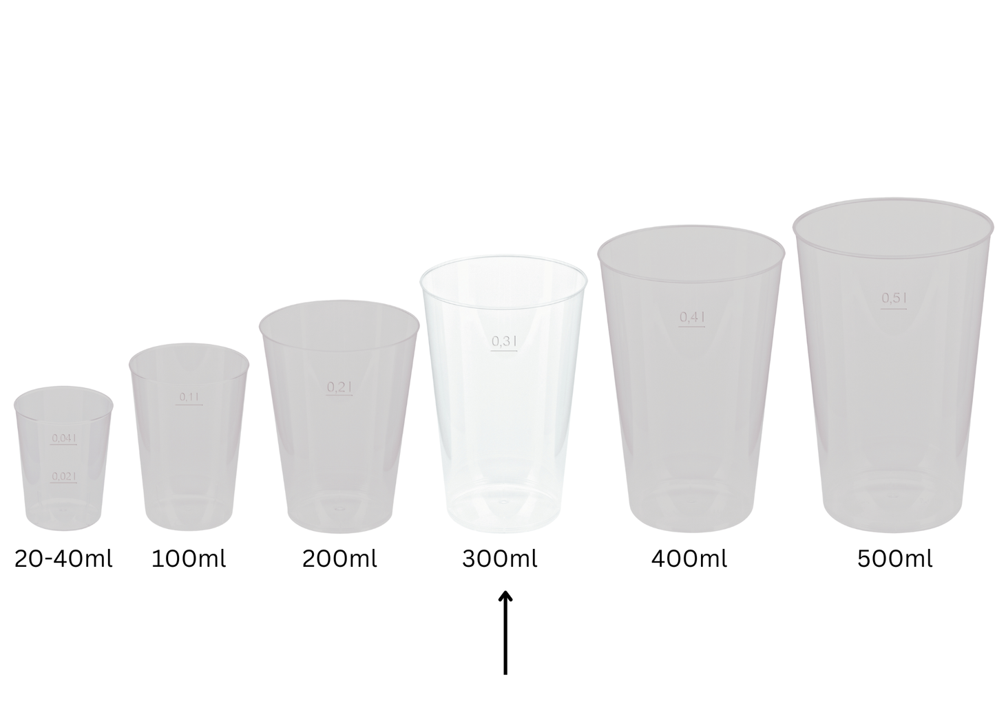 Mehrwegbecher PP transparent, leichter Mehrweg-Trinkbecher, Hartplastik - 0,3l
