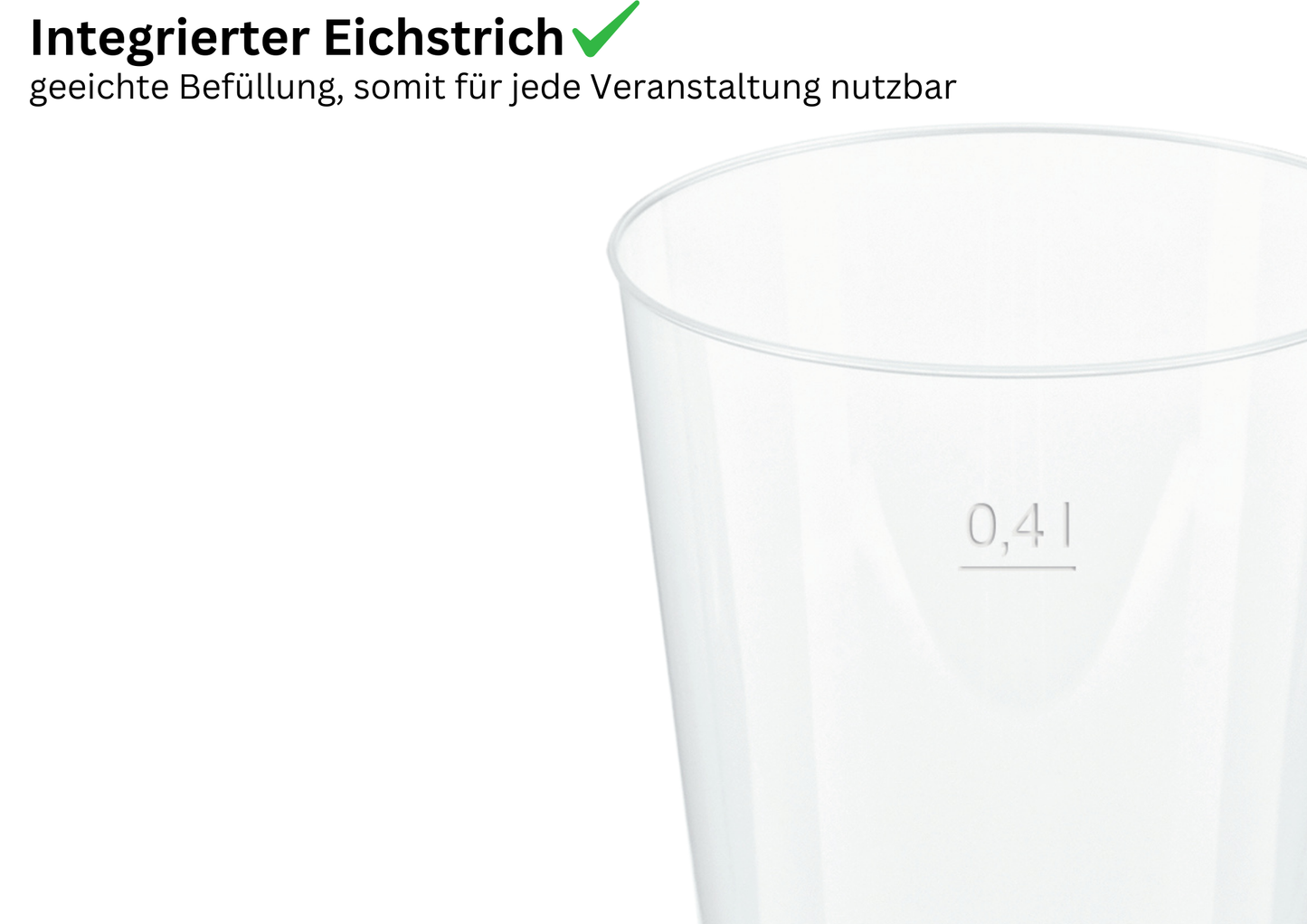Mehrwegbecher PP transparent, leichter Mehrweg-Trinkbecher, Hartplastik - 0,4l