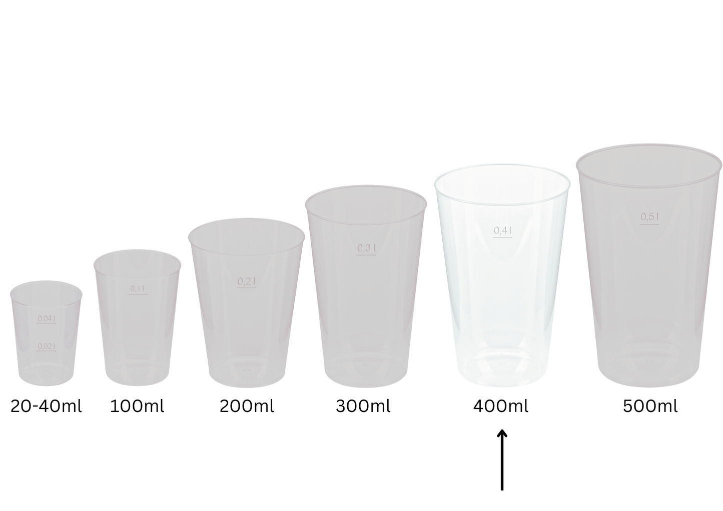 Mehrwegbecher PP transparent, leichter Mehrweg-Trinkbecher, Hartplastik - 0,4l