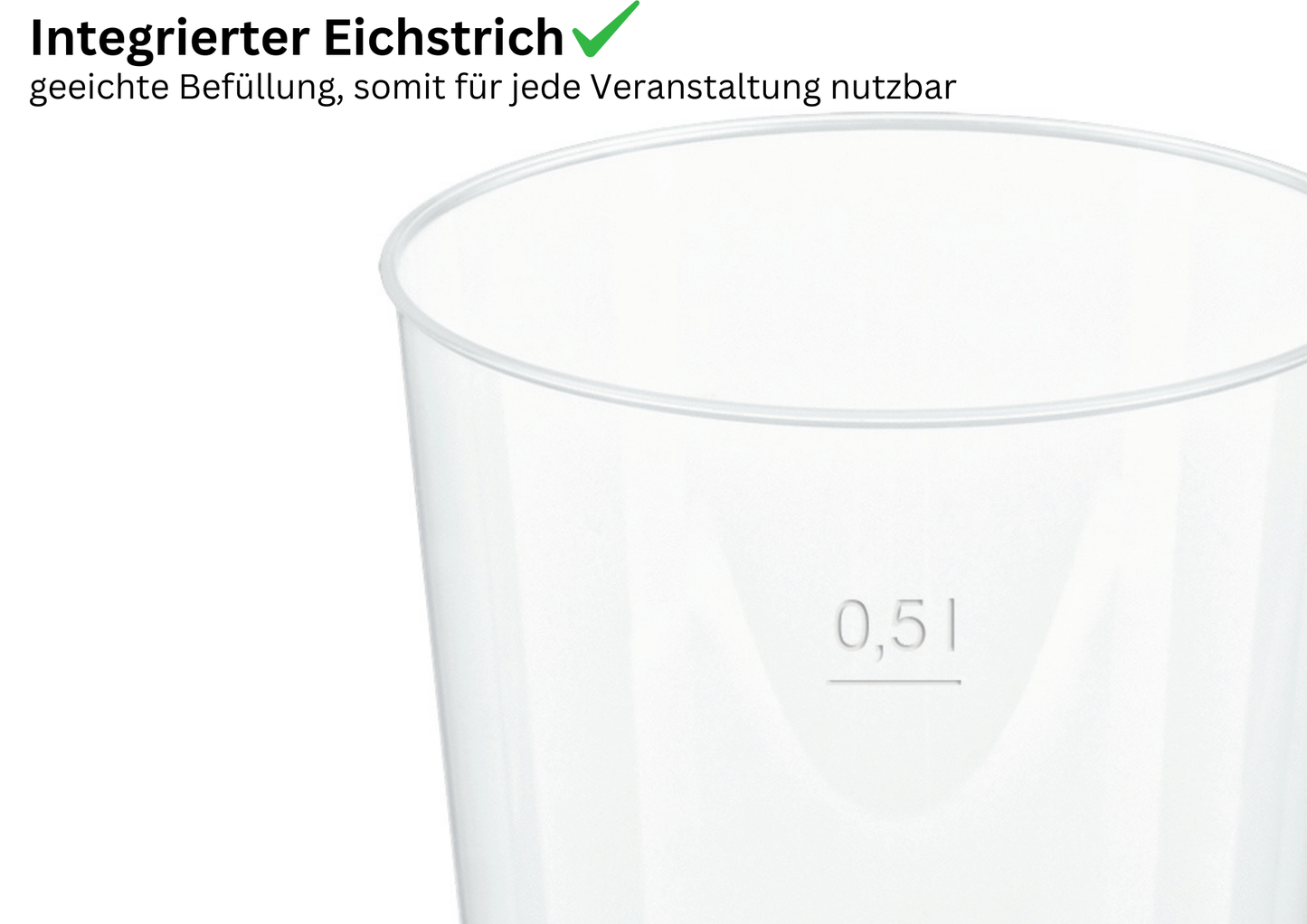 Mehrwegbecher PP transparent, leichter Mehrweg-Trinkbecher, Hartplastik - 0,5l