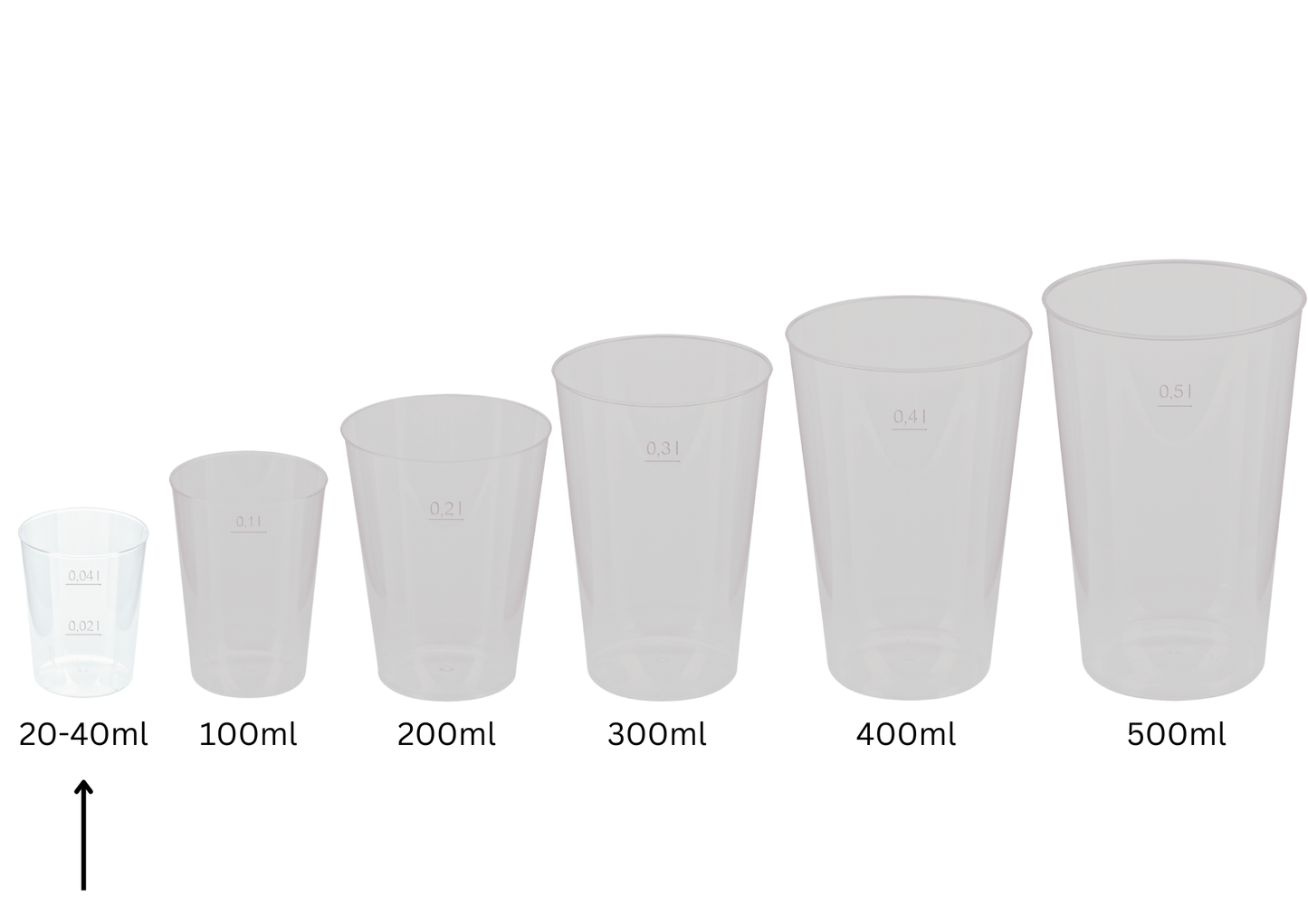 Mehrweg-Schnapsglas, 2 cl und 4 cl, Plastikbecher glasklar für Shots & Party-Drinks
