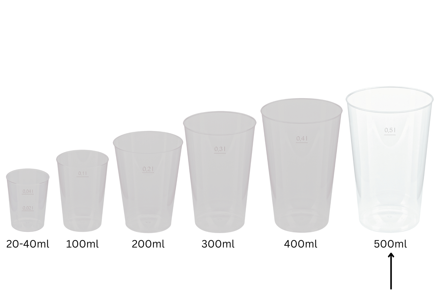 Mehrwegbecher PP transparent, leichter Mehrweg-Trinkbecher, Hartplastik - 0,5l