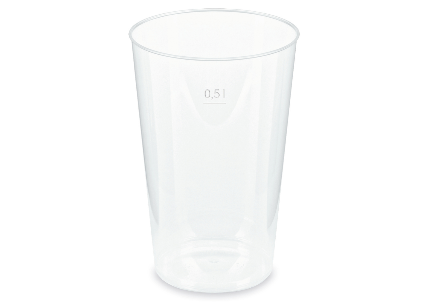 Mehrwegbecher PP transparent, leichter Mehrweg-Trinkbecher, Hartplastik - 0,5l