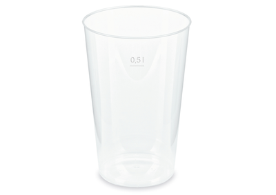 Mehrwegbecher PP transparent, leichter Mehrweg-Trinkbecher, Hartplastik - 0,5l