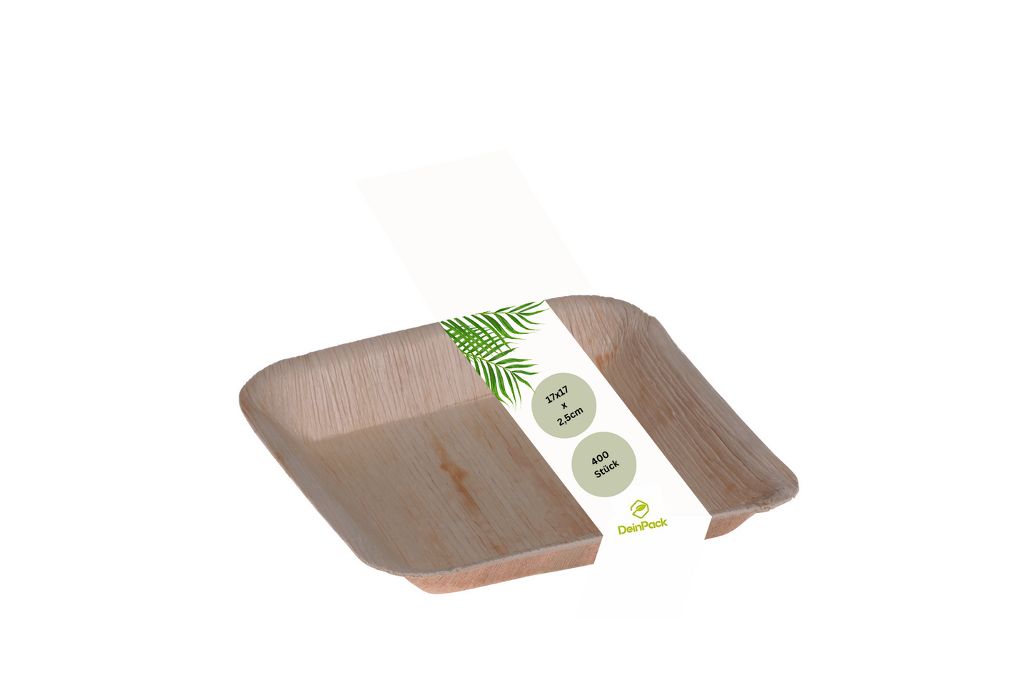 Palmblatt Teller 400 Stück 17x17x2,5 cm eckig