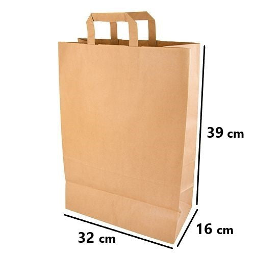 Umweltschonende Papier Tragetaschen 200 Stück 32 x 16 x 39 cm