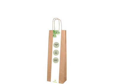 DeinPack Flaschentüten mit Henkel 14x8x40cm 25 Stück braun