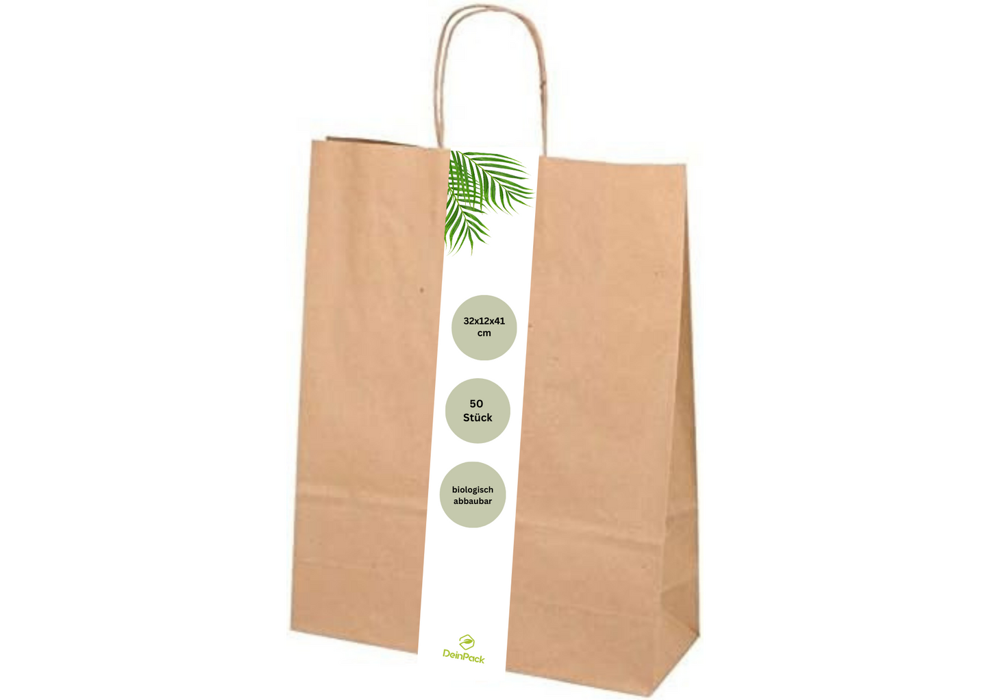 Umweltschonende Papier Tragetaschen 50 Stück 32 x 12 x 41 cm