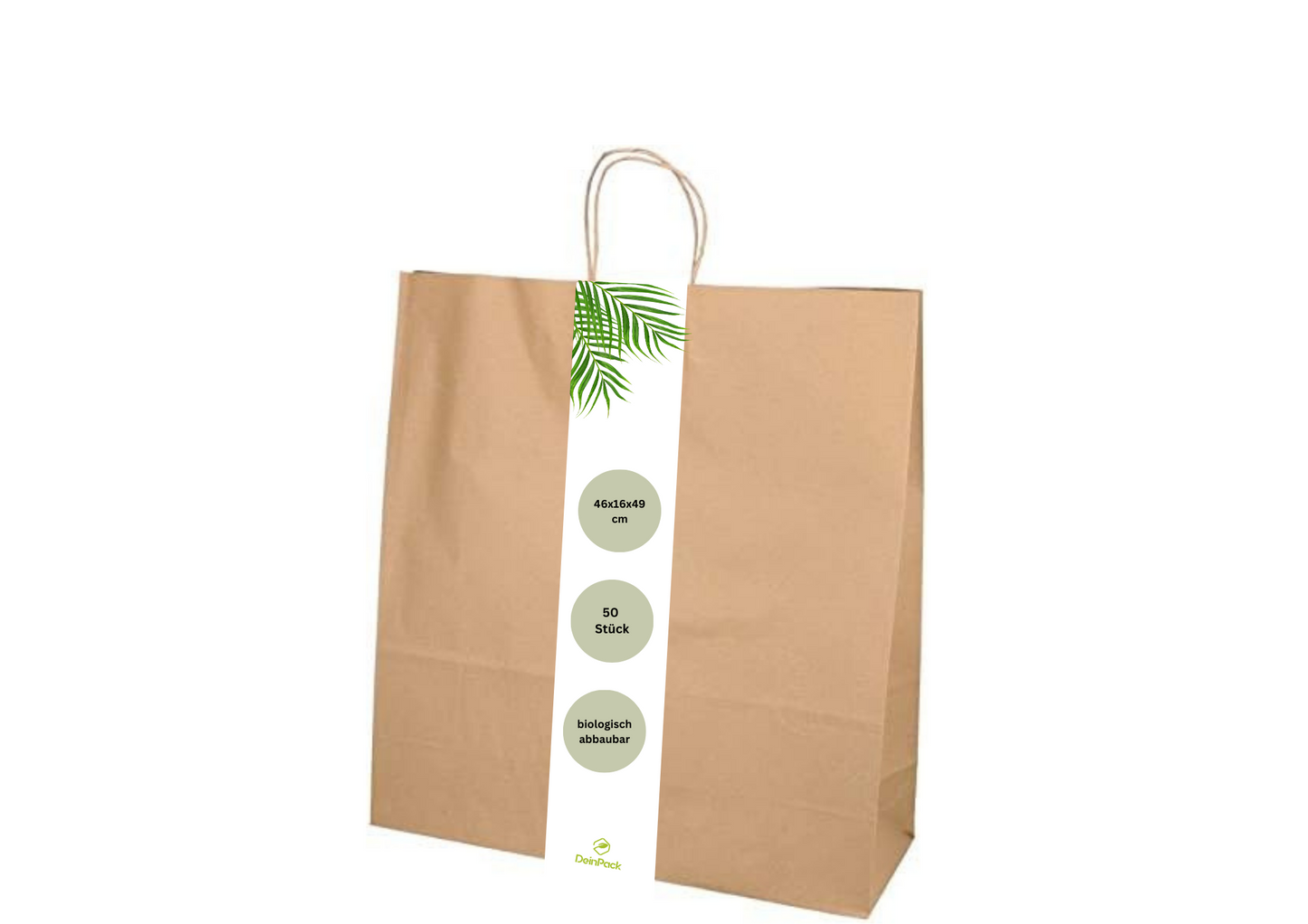 Umweltschonende Papier Tragetaschen 50 Stück 46 x 16 x 49 cm