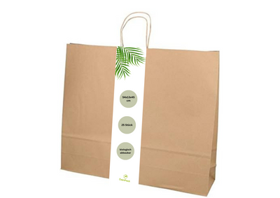 Umweltschonende Papier Tragetaschen 25 Stück 54 x 13 x 45 cm