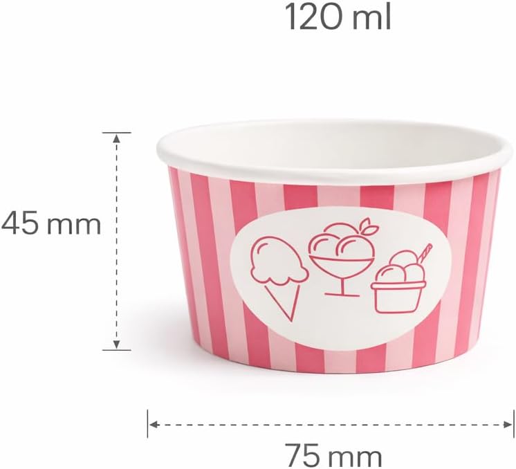 Eisbecher bunt gestreift aus Kraftpapier – 120 ml / 180 ml / 240 ml