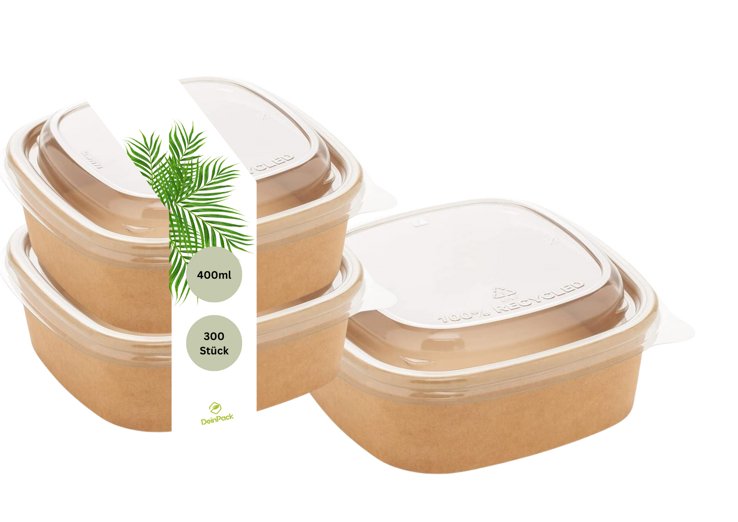 Einweg Salatschale quadratisch mit Deckel – To Go 400–1200 ml