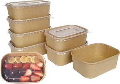 Salatschale Karton braun, rechteckig 275ml RPET Deckel 1000 Stück