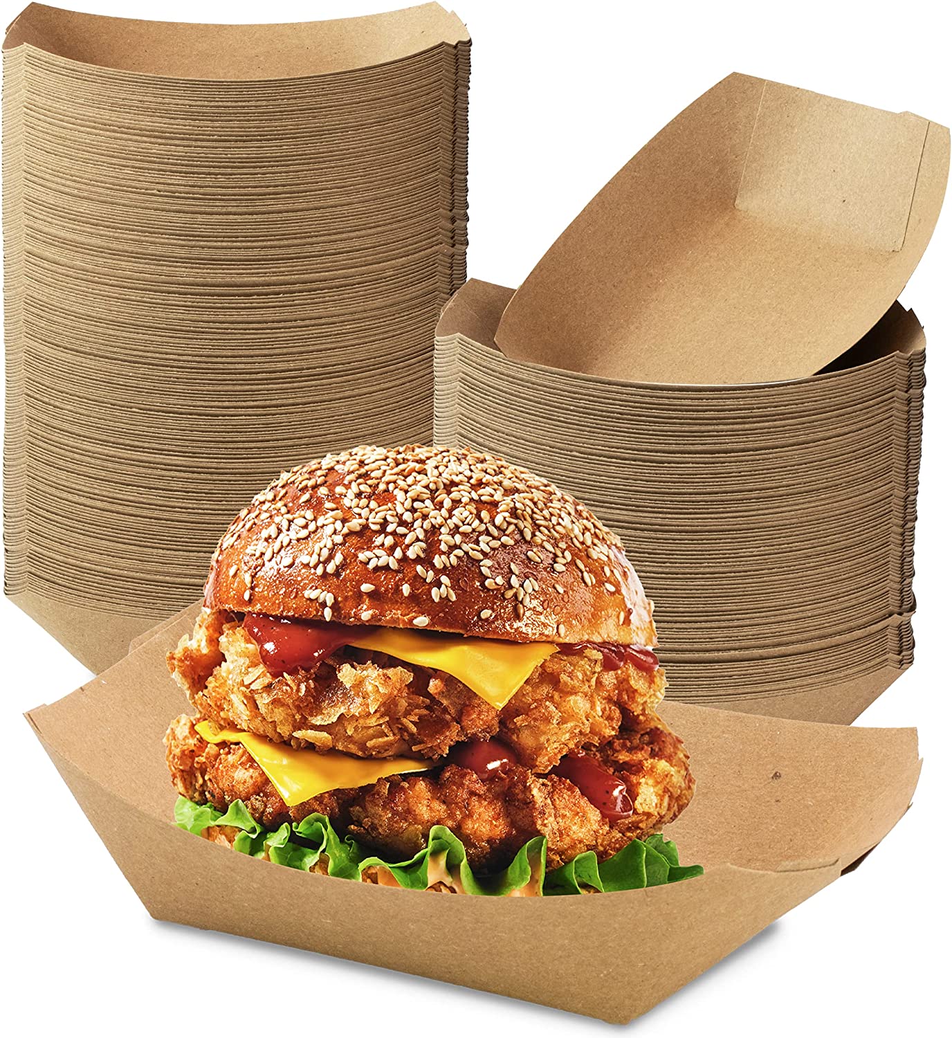 DeinPack Snackschale Pappe  800 ml 500 Stück Fingerfood Einweg Schiffchen mit Biobeschichtung