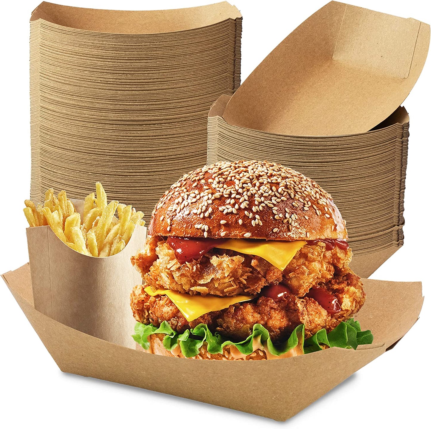 DeinPack Snackschale Pappe  800 ml 500 Stück Fingerfood Einweg Schiffchen mit Biobeschichtung