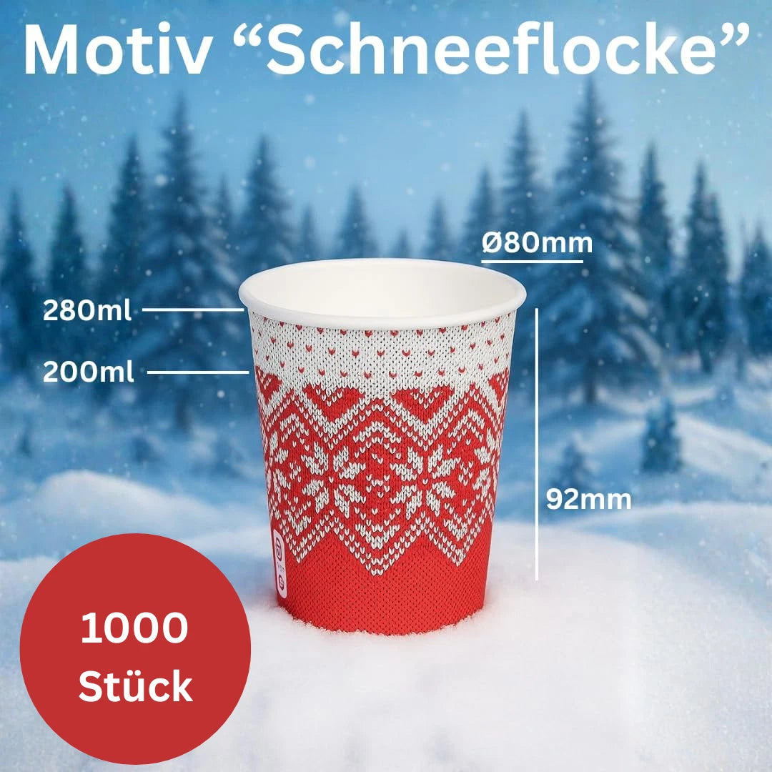 DeinPack Glühweinbecher 200ml - hitzebeständig - verschiedene Designs