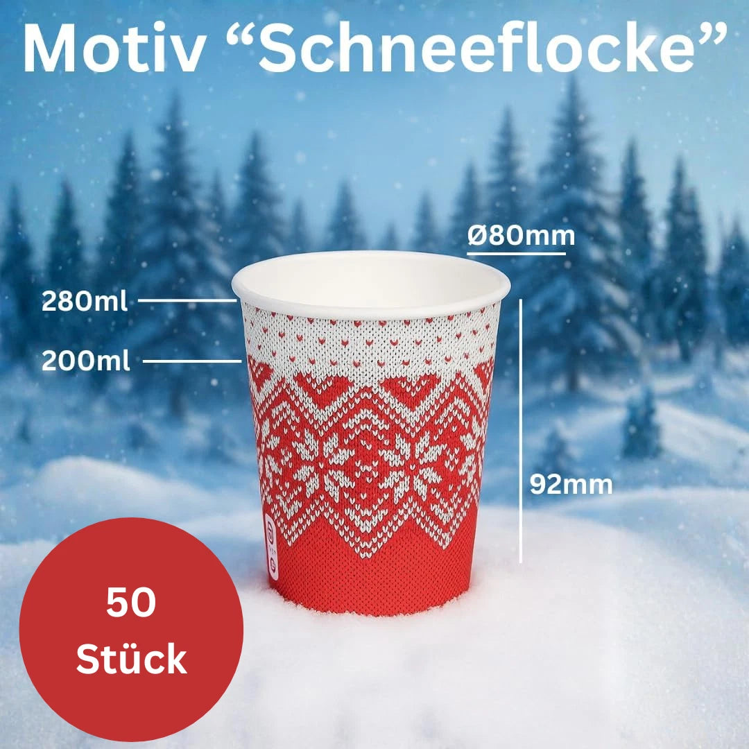 DeinPack Glühweinbecher 200ml - hitzebeständig - verschiedene Designs