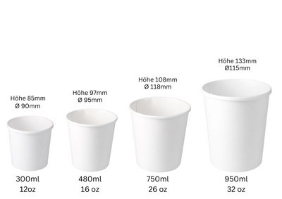 Suppenbecher to Go mit Deckel weiß | Einwegbecher | div. Größen