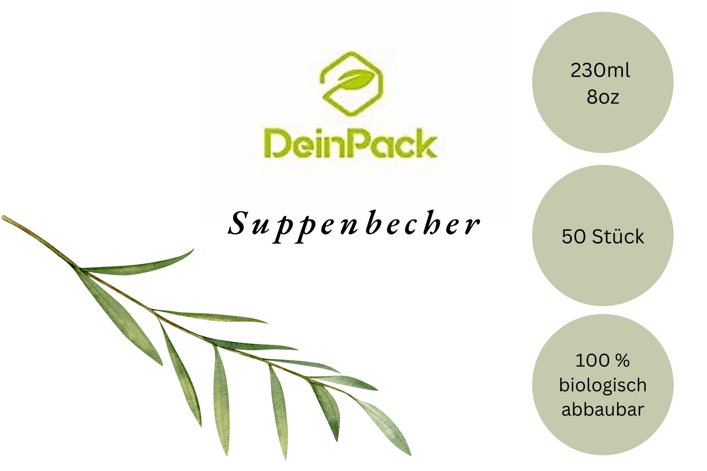 Suppenbecher 230ml, 8oz inkl. Papp-Deckel, Kraftpapier, Ø90x61mm, 50 Stück/Set