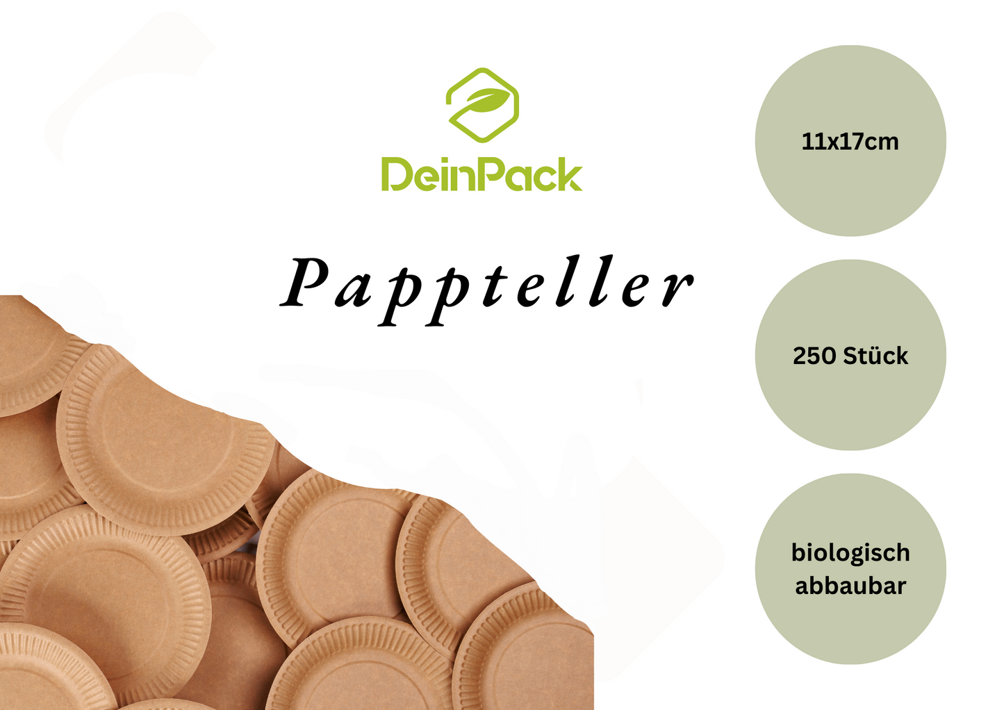 Pappteller rechteckig 11x17cm Frischfaser Braun 250 Stück