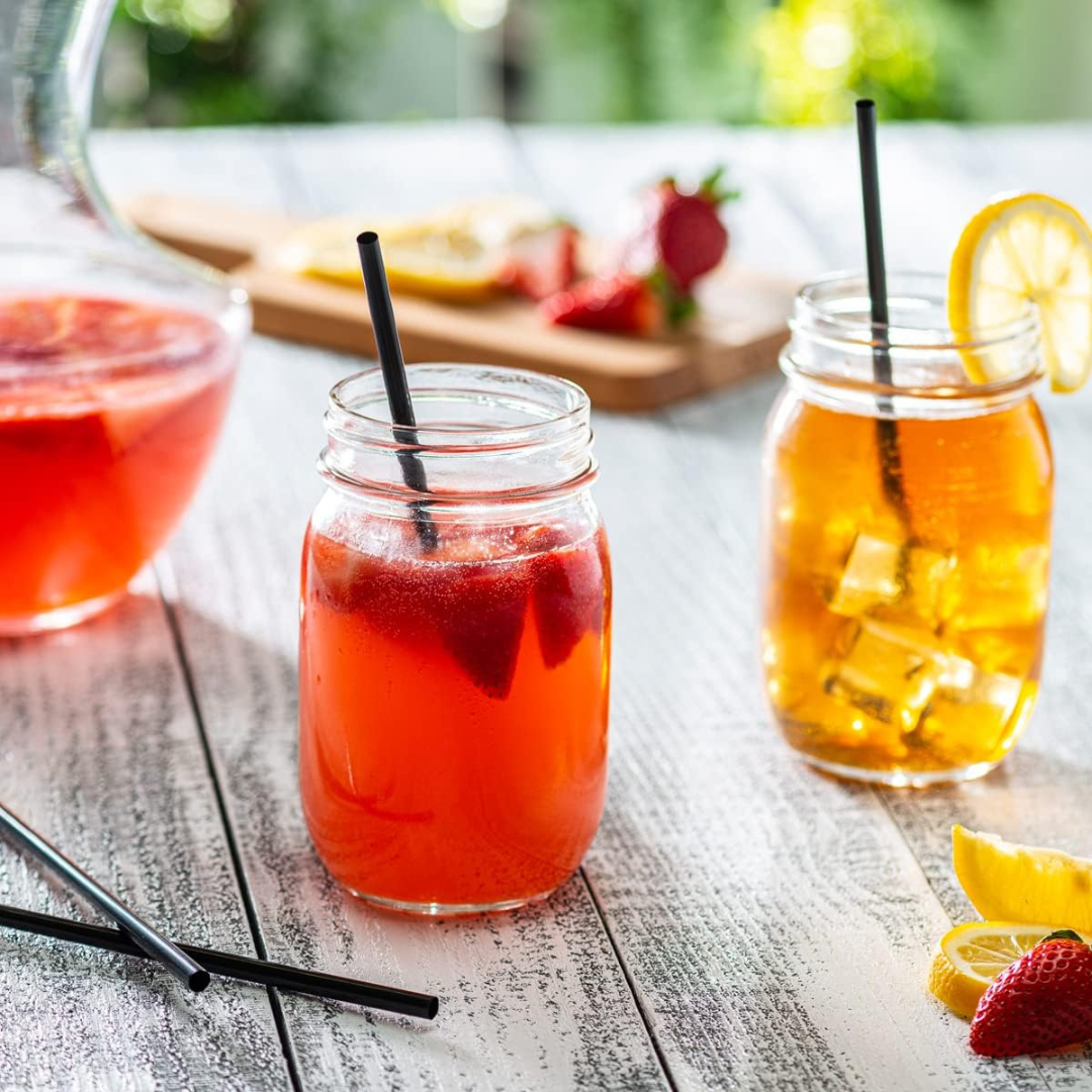 DeinPack Mehrweg Trinkhalme 8 x 240mm - schwarz oder bunt- diverse Stückzahlen