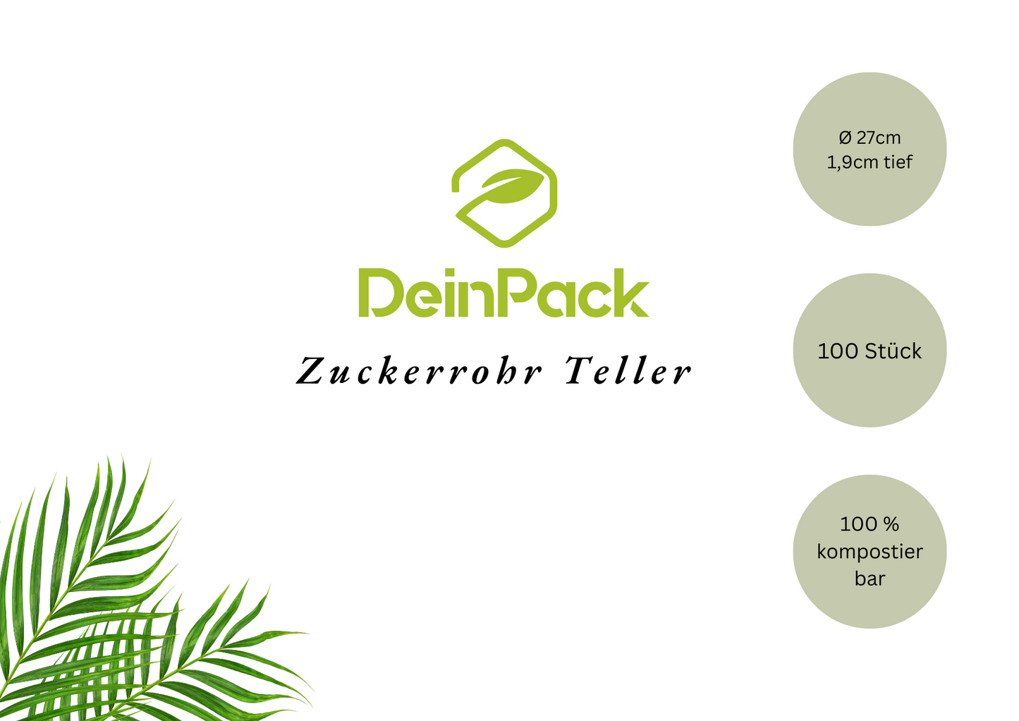 Zuckerrohr Teller elegance rund