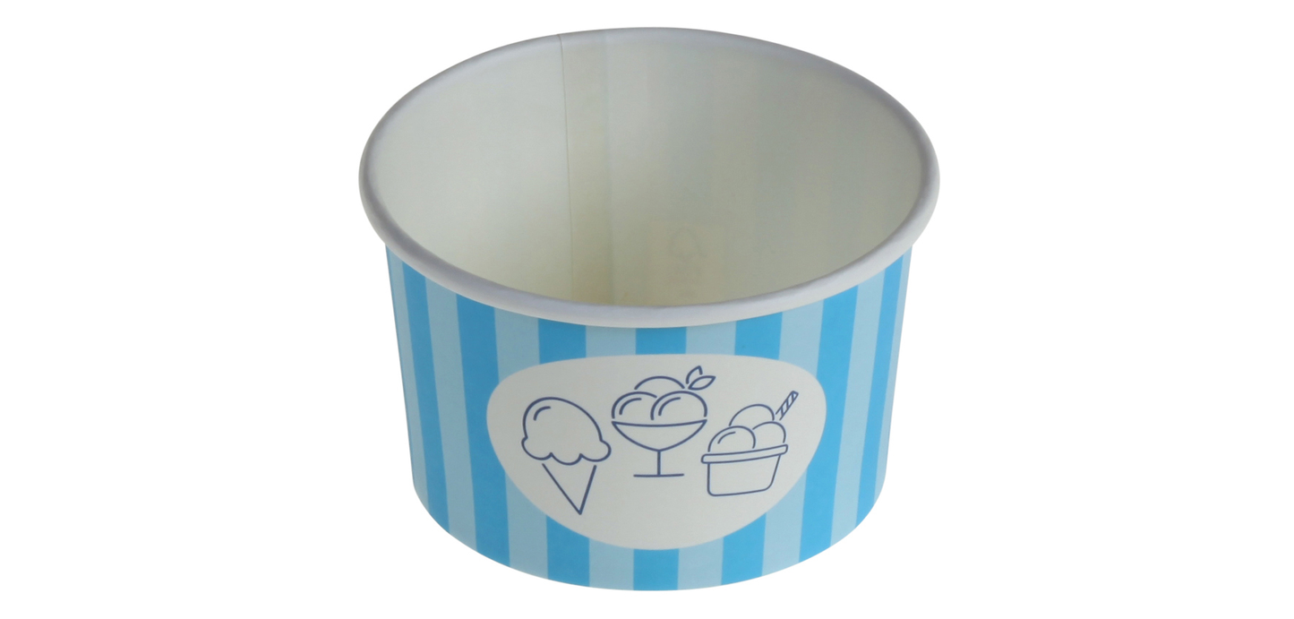 Eisbecher bunt gestreift aus Kraftpapier – 120 ml / 180 ml / 240 ml