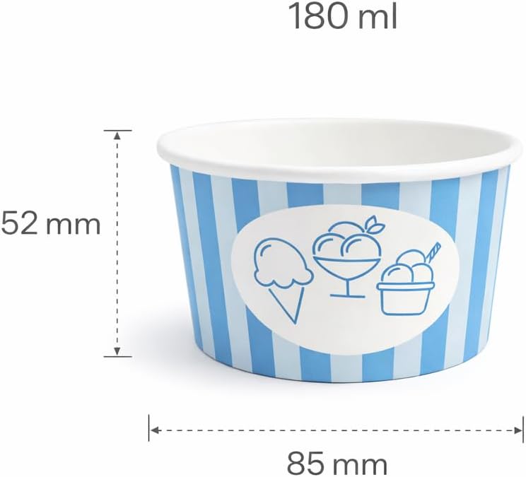 Eisbecher bunt gestreift aus Kraftpapier – 120 ml / 180 ml / 240 ml