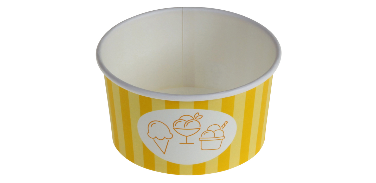 Eisbecher bunt gestreift aus Kraftpapier – 120 ml / 180 ml / 240 ml