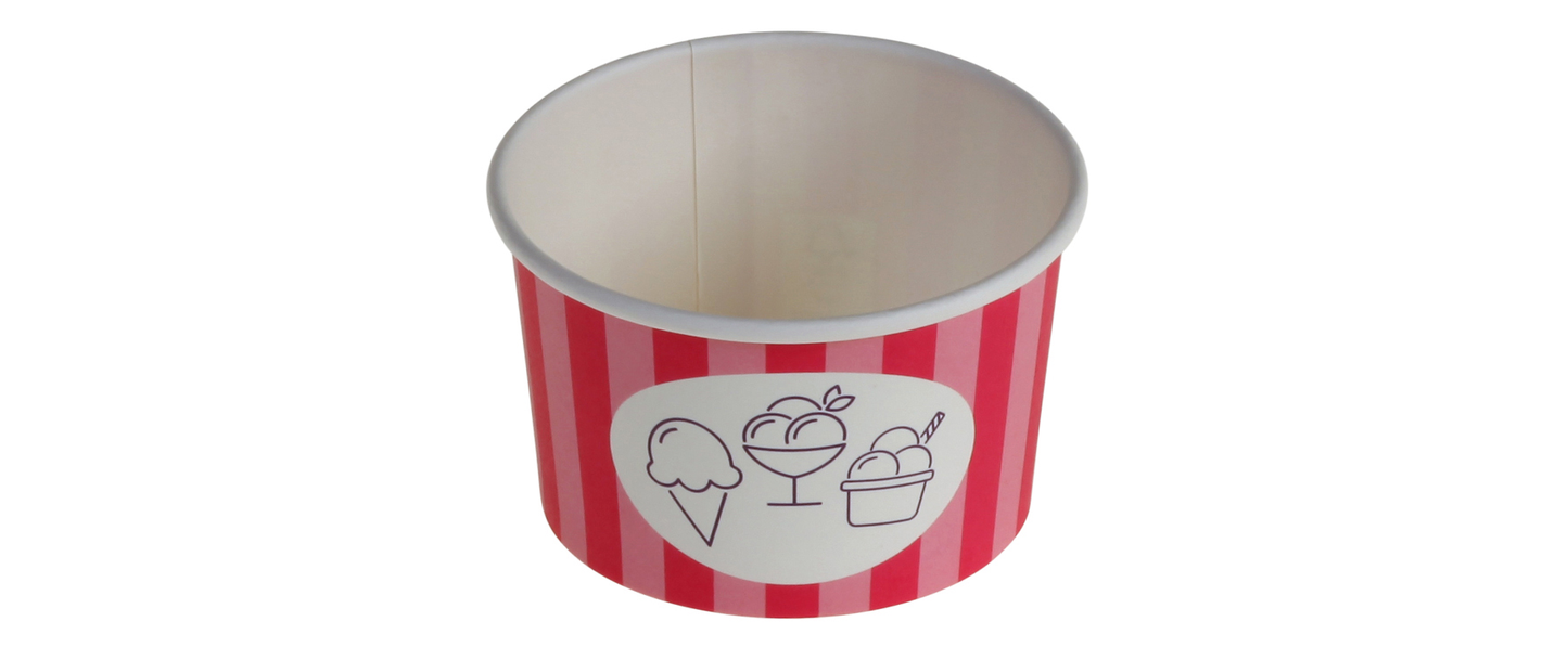Eisbecher bunt gestreift aus Kraftpapier – 120 ml / 180 ml / 240 ml
