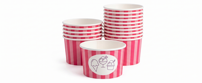 Eisbecher bunt gestreift aus Kraftpapier – 120 ml / 180 ml / 240 ml