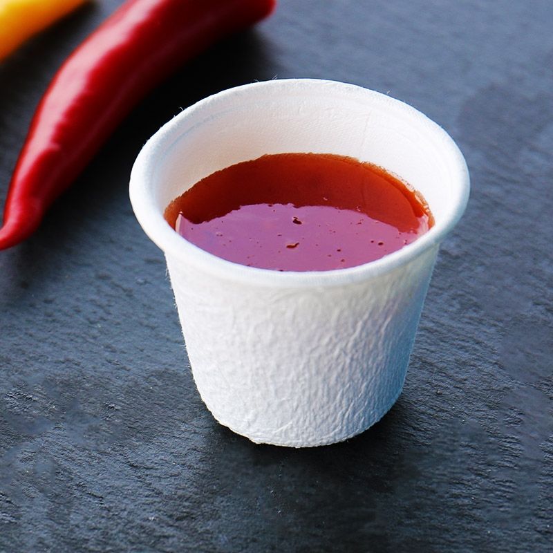 DeinPack kleine Schälchen für Dips aus Zuckerrohr, Saucen, Fingerfood, Marmelade I Mini Portionsbecher 30, 60, 85 ml rund weiß I Party Portionsschälchen Papierbecher